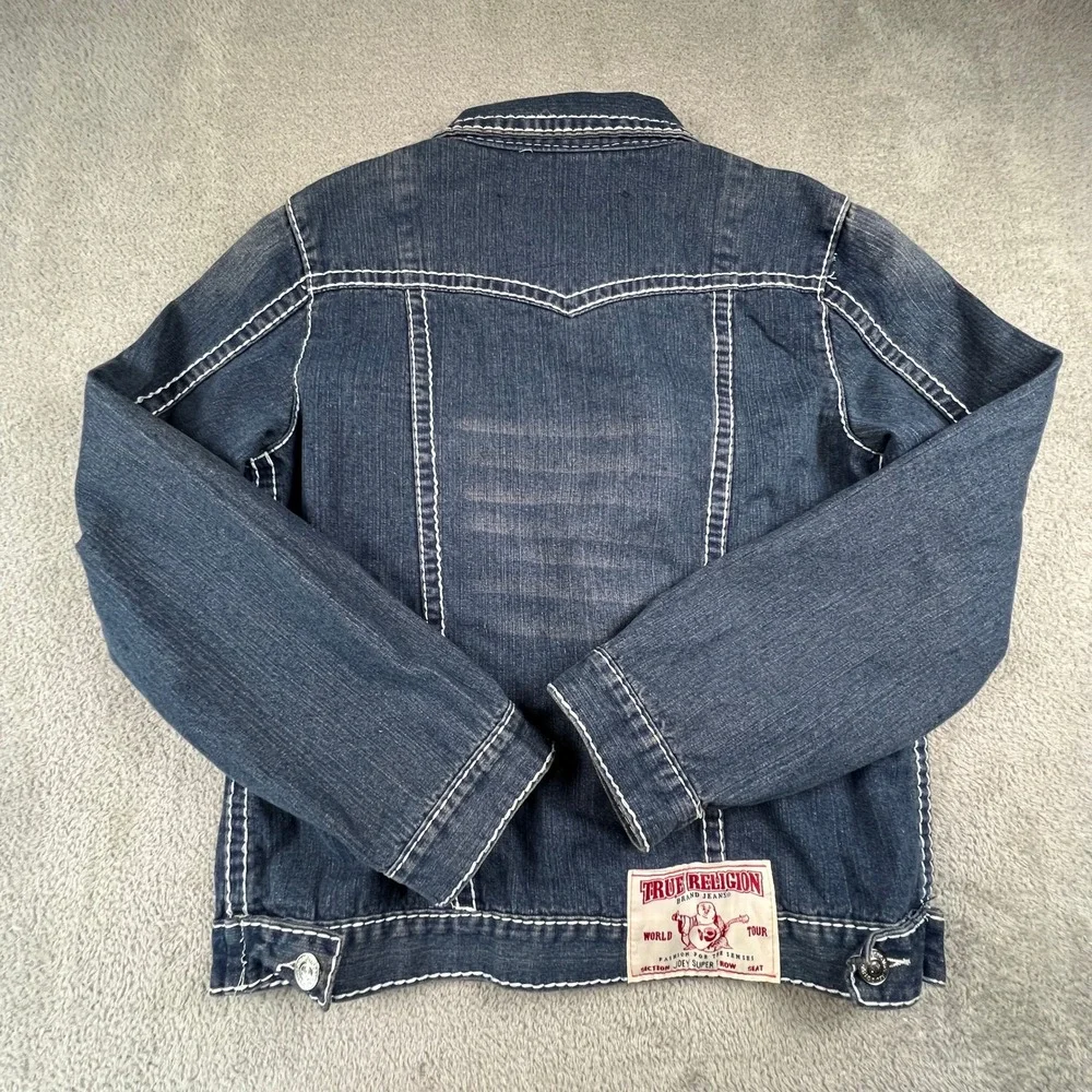 True Religion Denim Jacket Mens 3XL Blue‎ Joey Super T Big Stitch Western Y2K